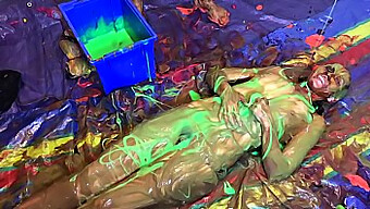 Fitness Enthusiast Indulges In Erotic Play With Custard Pies And Slime