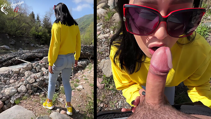 Russian Coed Gives A Blowjob In The Great Outdoors