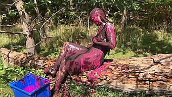 Adorable Girl Gets Dirty And Gunged In Pink By The River